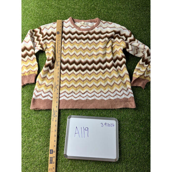 Adora Sweaters - Adora Chevron Pattern Knit Sweater Large